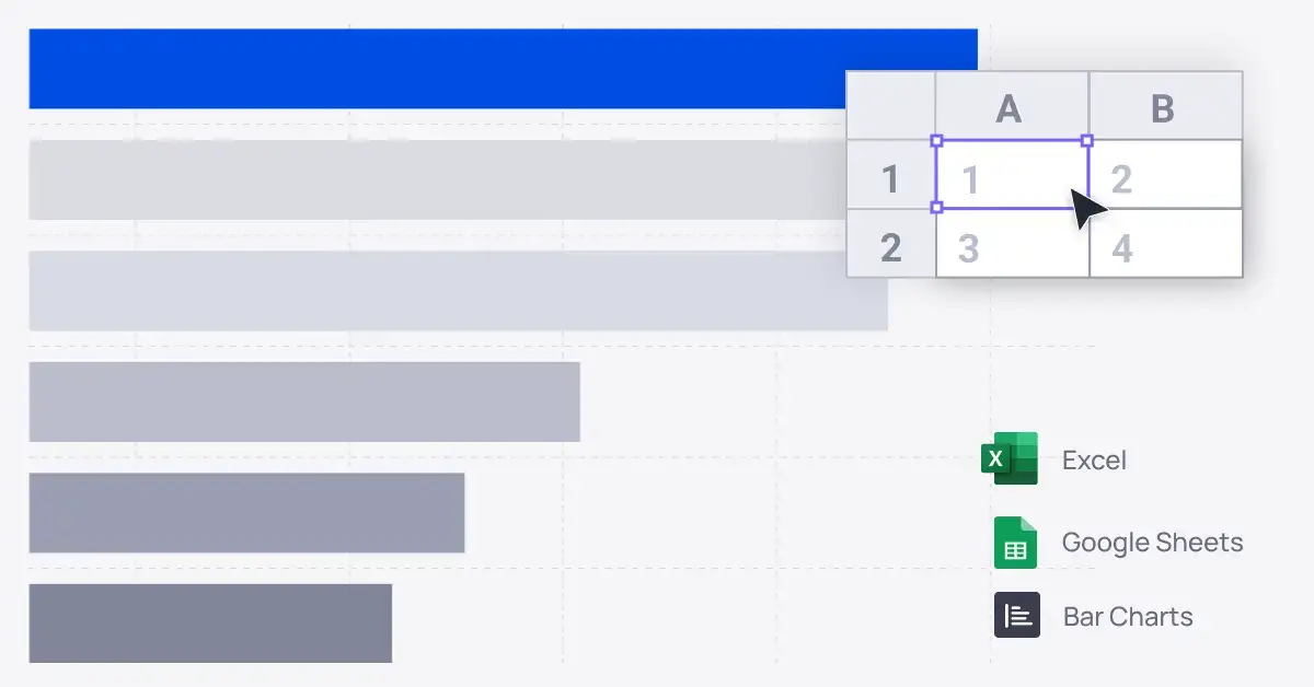 Horizontial bar graph behind a spreadsheet and Excel icons